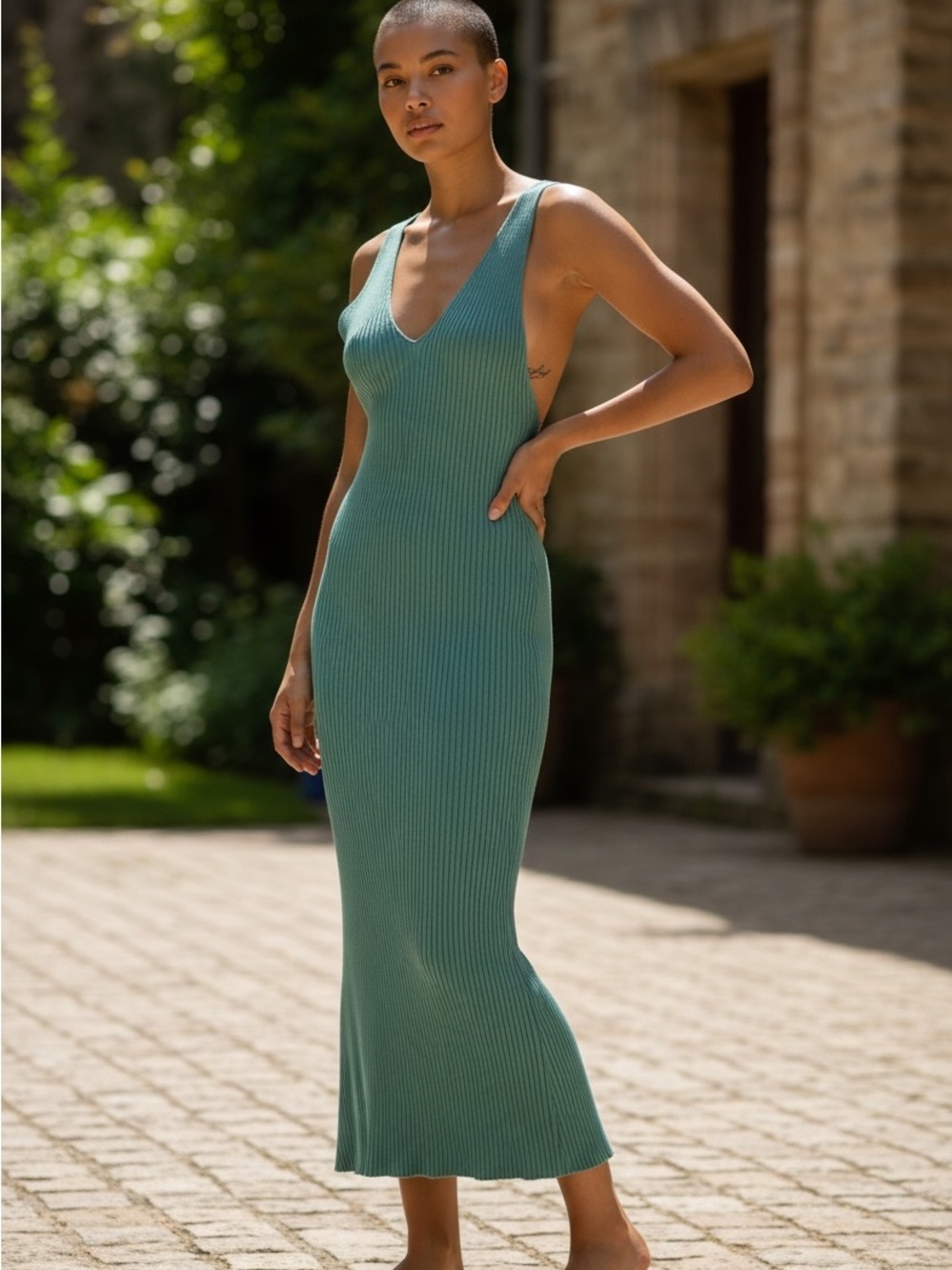 Free People Ribbed Knit Midi Dress